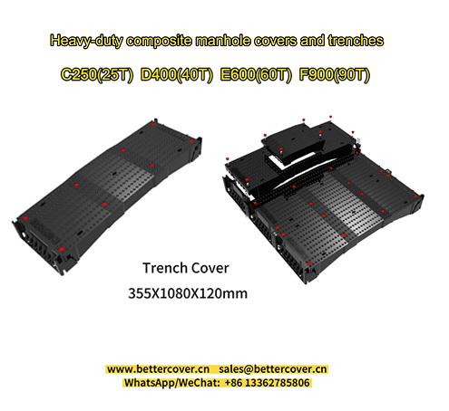 Large size and high load rating composite manhole covers and frames